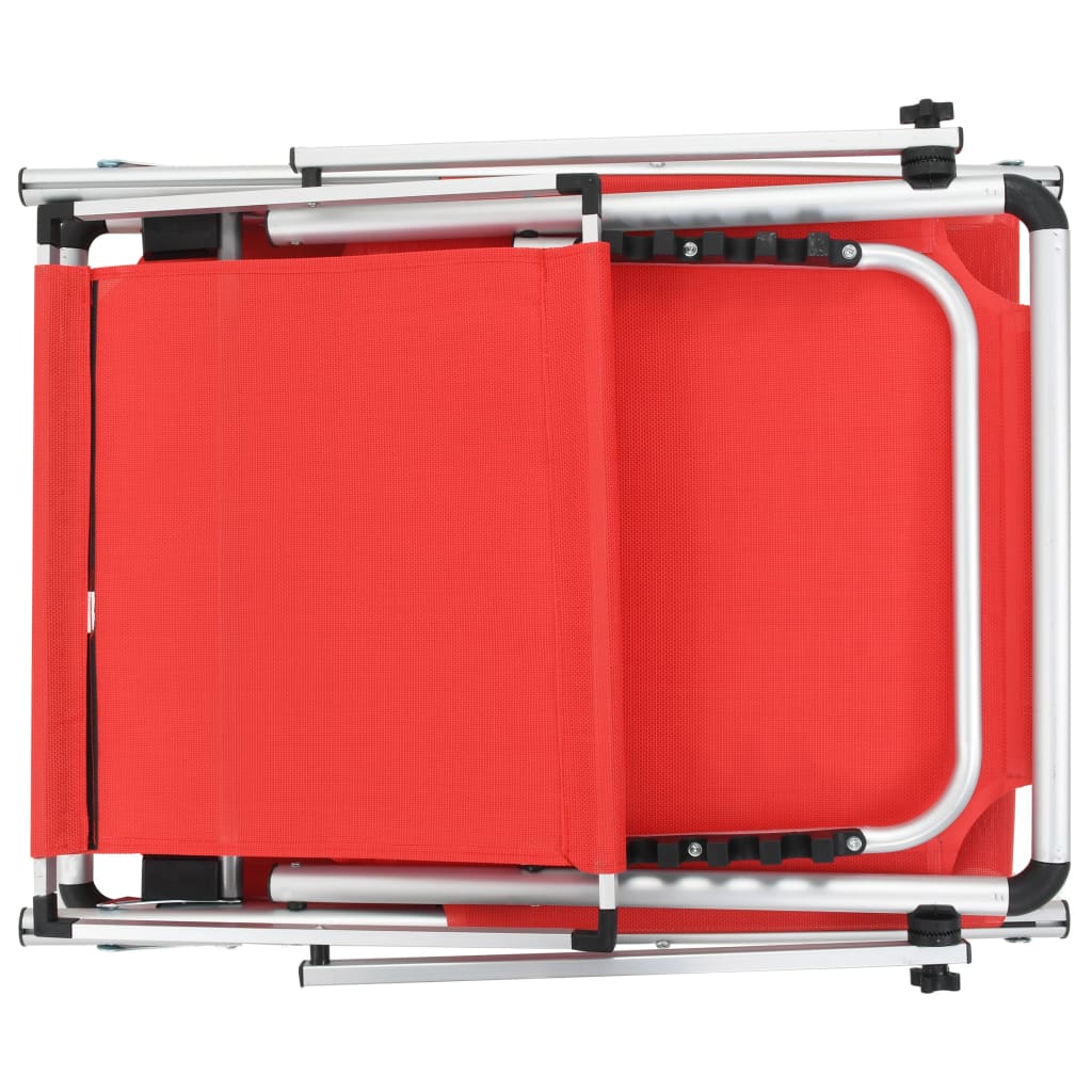 Ligbed inklapbaar met dak aluminium en textileen rood
