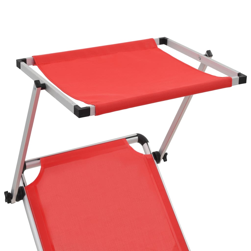 Ligbed inklapbaar met dak aluminium en textileen rood