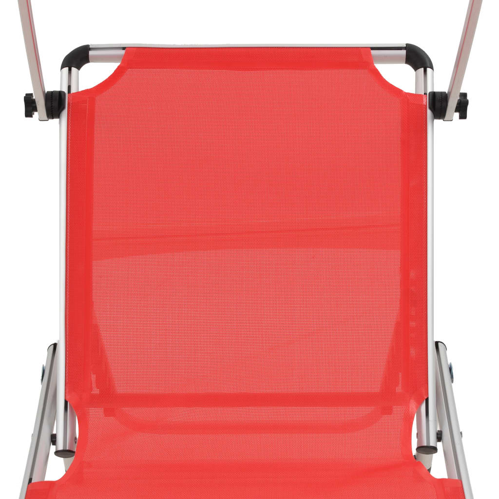 Ligbed inklapbaar met dak aluminium en textileen rood