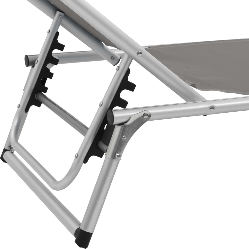 Ligbed inklapbaar met dak aluminium en textileen grijs