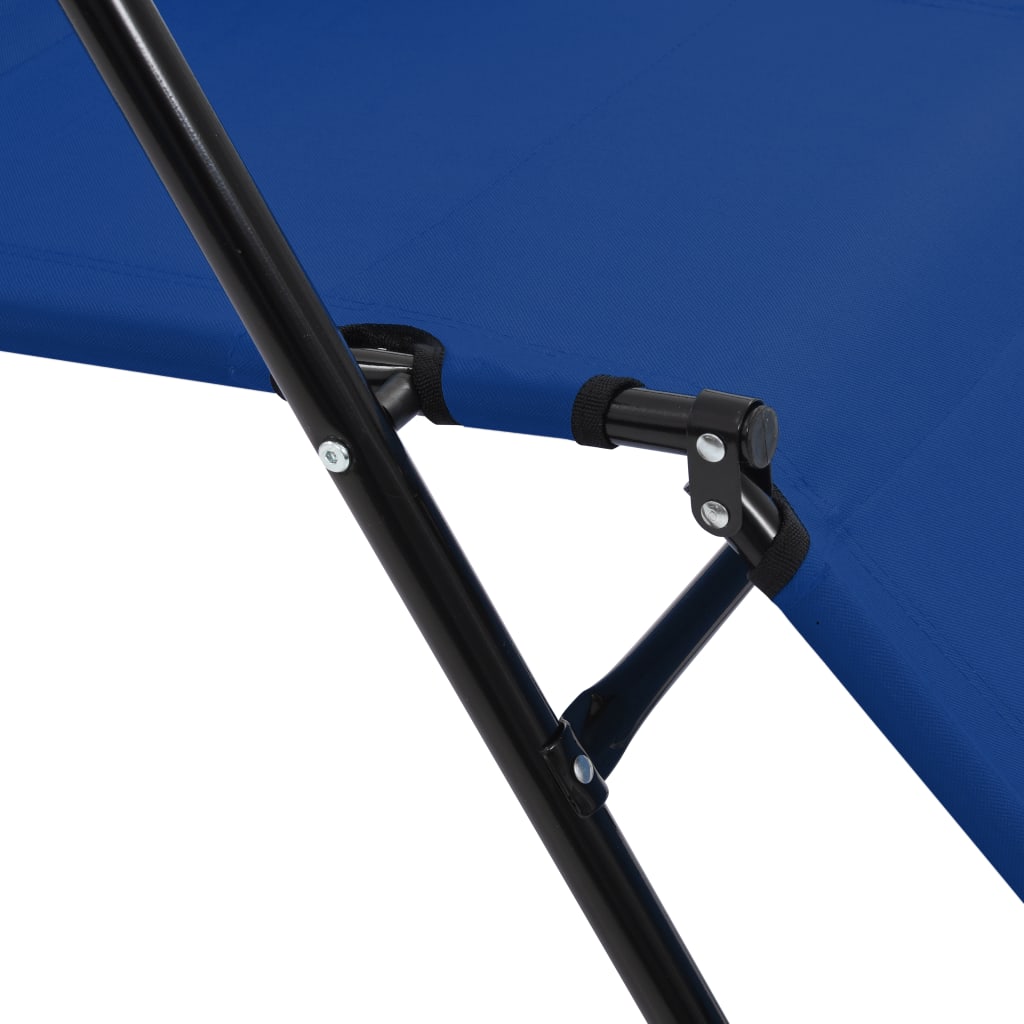 Ligbedden inklapbaar 2 st met voetensteun staal blauw