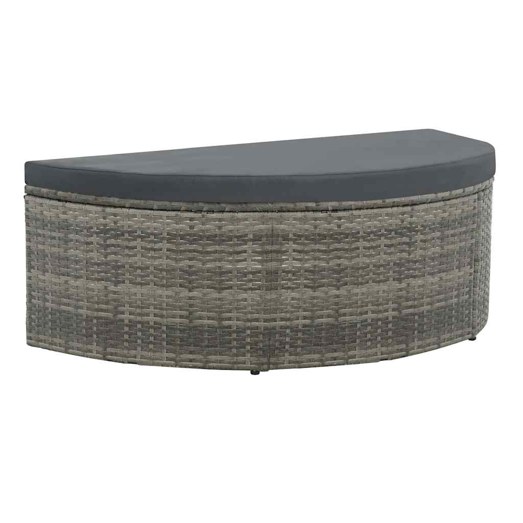 Tuinbank 2-zits met kussens en parasol poly rattan grijs