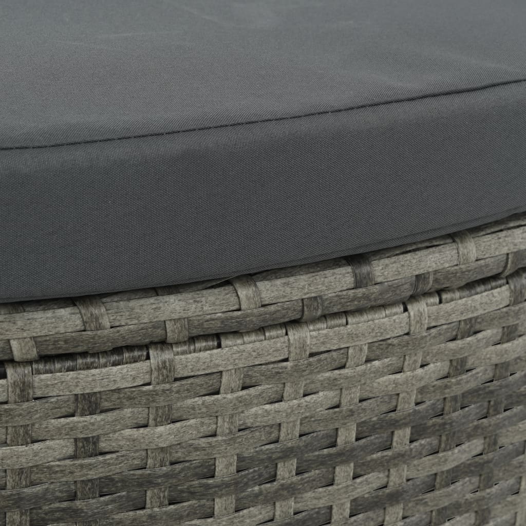 Tuinbank 2-zits met kussens en parasol poly rattan grijs