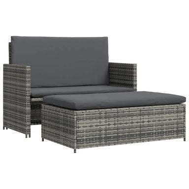 2-delige Loungeset met kussens poly rattan grijs
