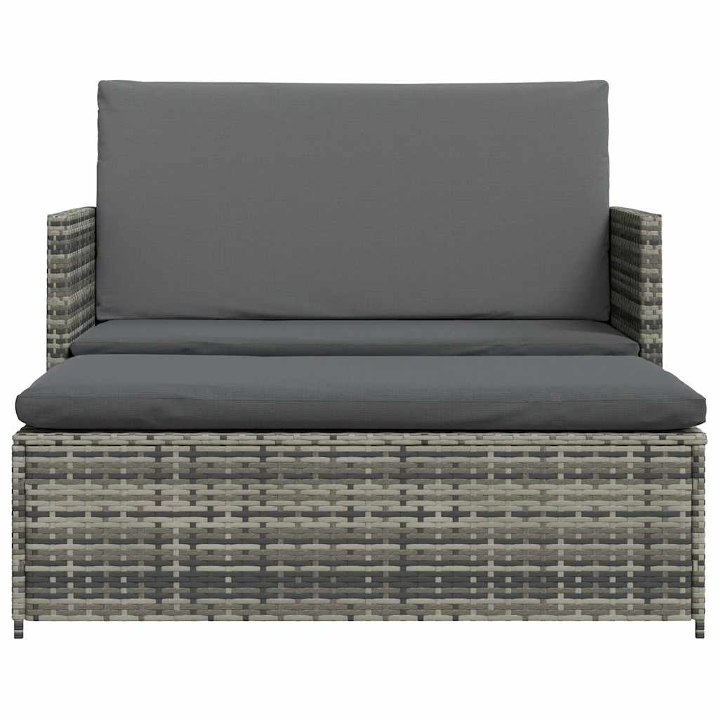 2-delige Loungeset met kussens poly rattan grijs