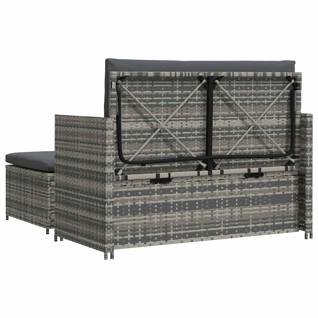 2-delige Loungeset met kussens poly rattan grijs