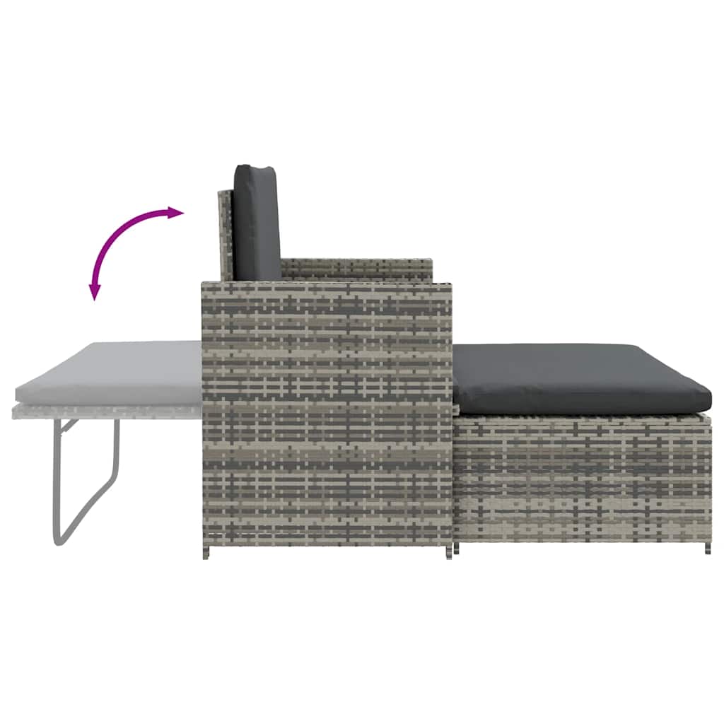 2-delige Loungeset met kussens poly rattan grijs