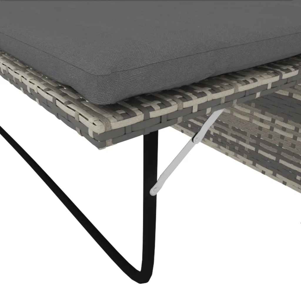 2-delige Loungeset met kussens poly rattan grijs