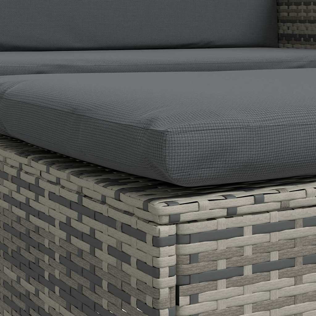 2-delige Loungeset met kussens poly rattan grijs
