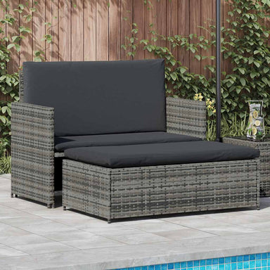 2-delige Loungeset met kussens poly rattan grijs