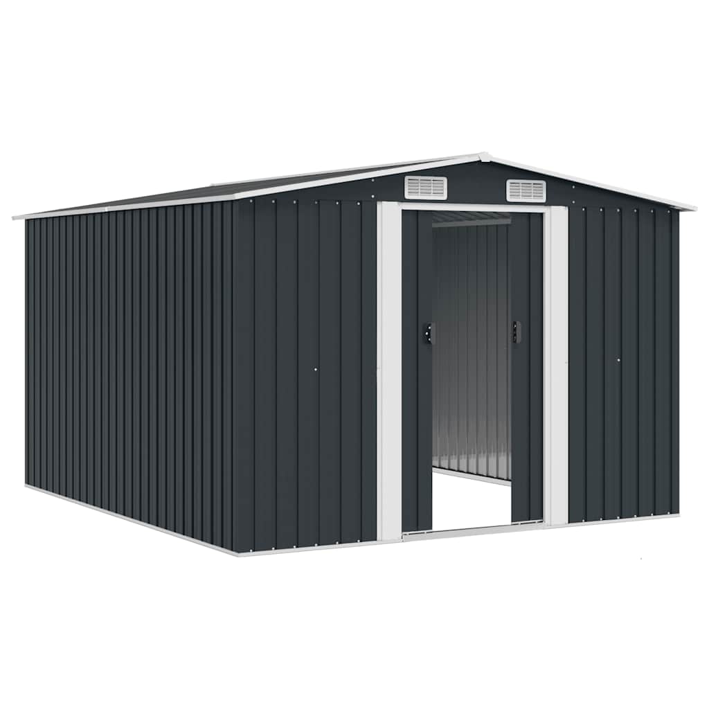 Tuinschuur 257x298x178 cm metaal antracietkleurig
