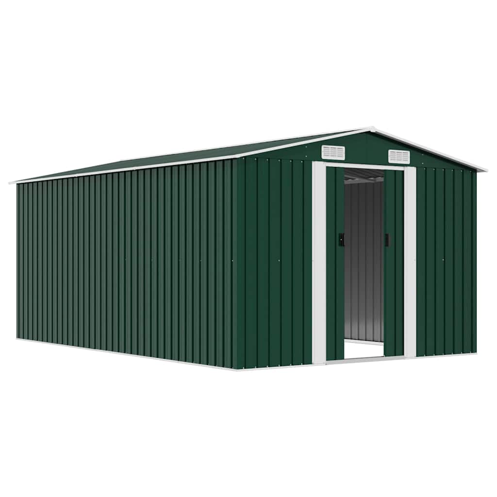 Tuinschuur 257x392x181 cm metaal groen