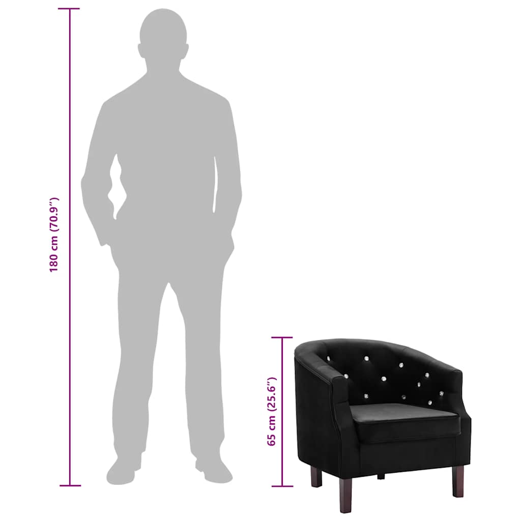Fauteuil fluweel zwart