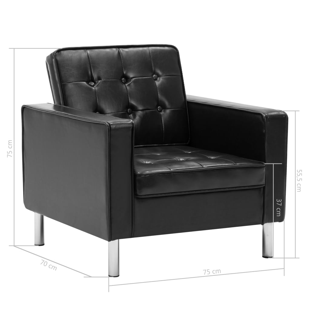 Fauteuil kunstleer zwart