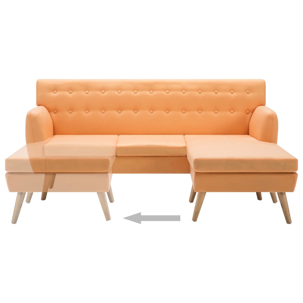 Bank L-vormig 171,5x138x81,5 cm stof oranje