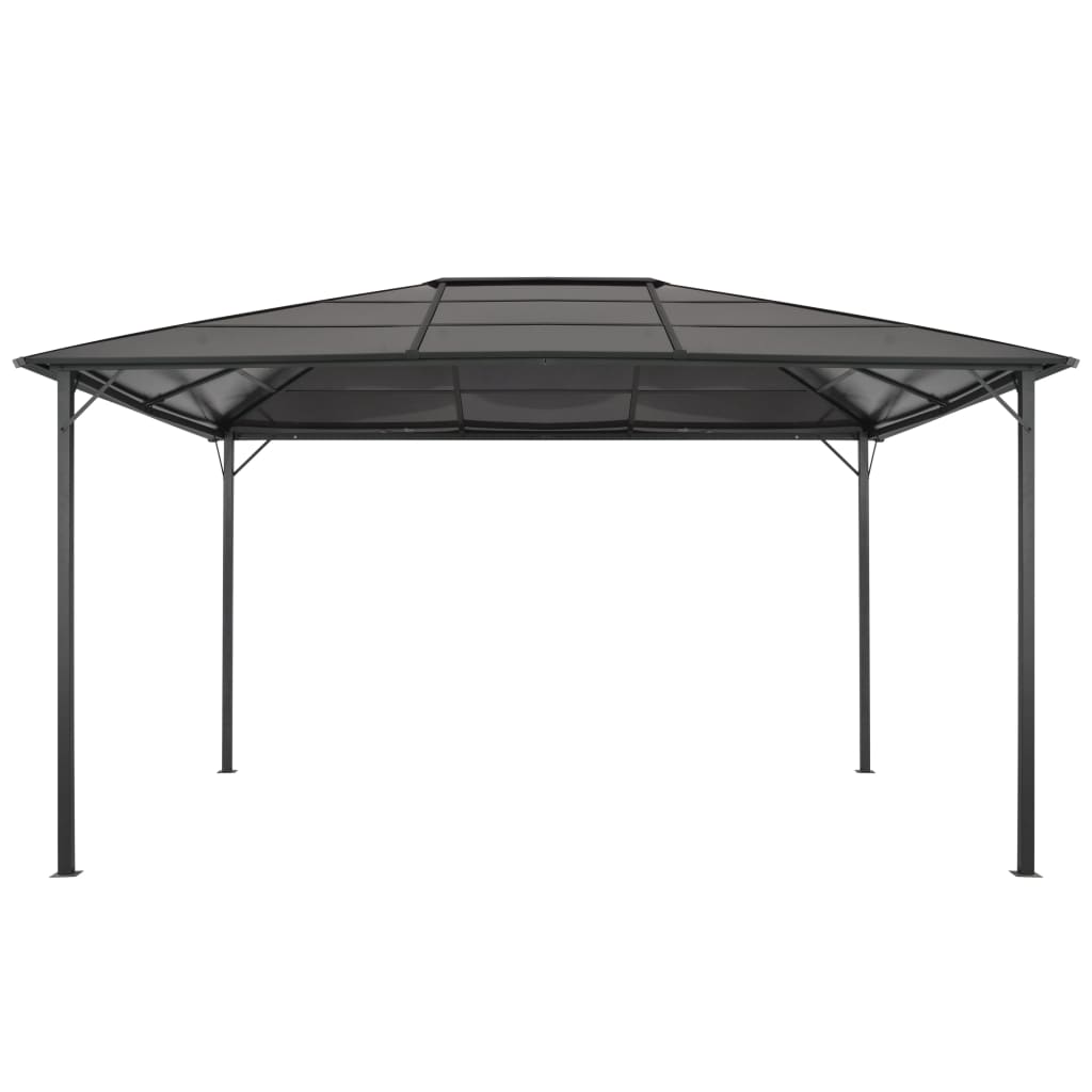 Prieel met dak 4x3x2,6 m aluminium zwart