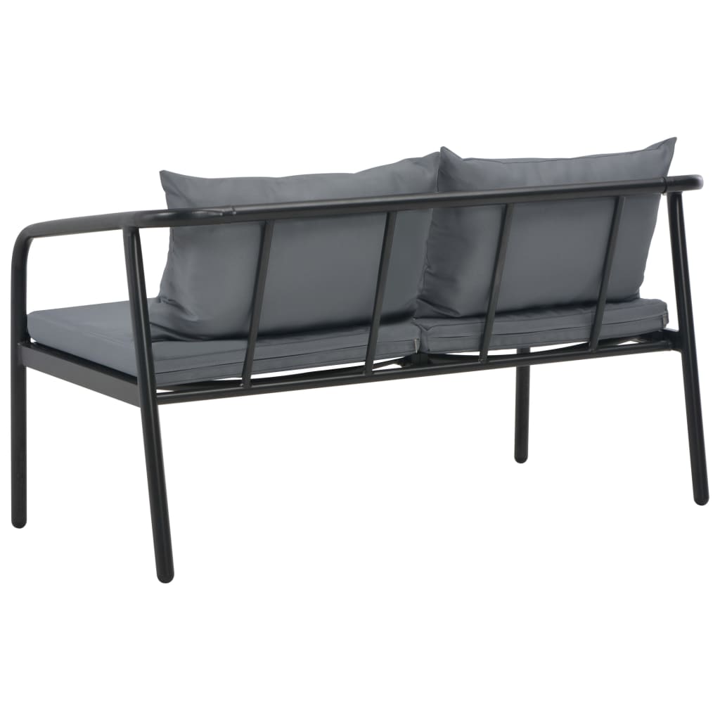 Tuinbank tweezits met kussens aluminium grijs