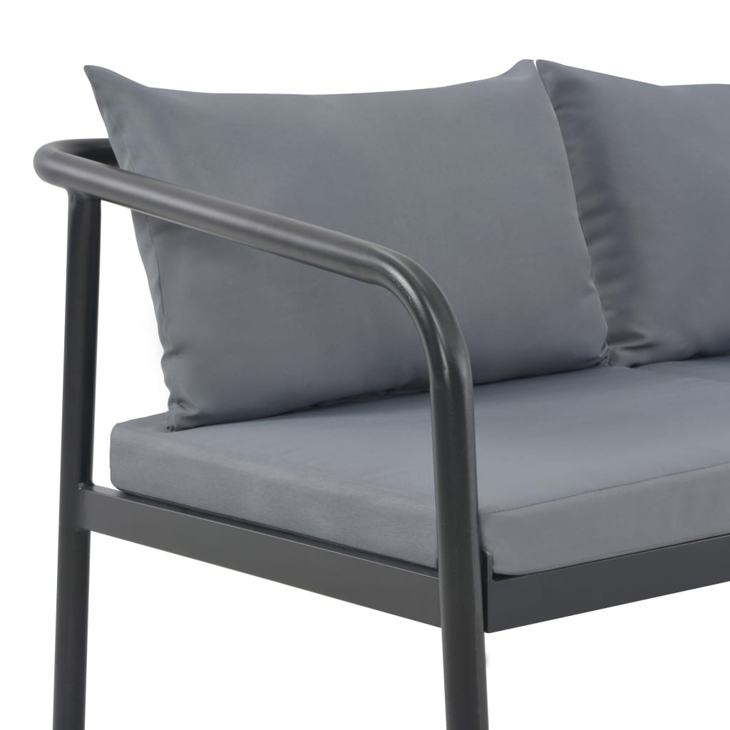 Tuinbank tweezits met kussens aluminium grijs