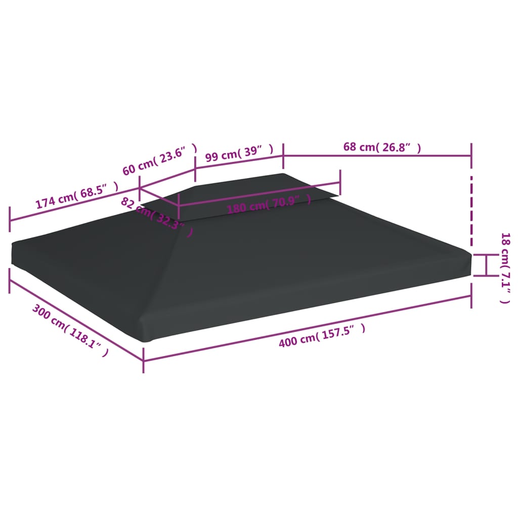 Prieeldak 2-laags 4x3m 310 g/m² antracietkleurig