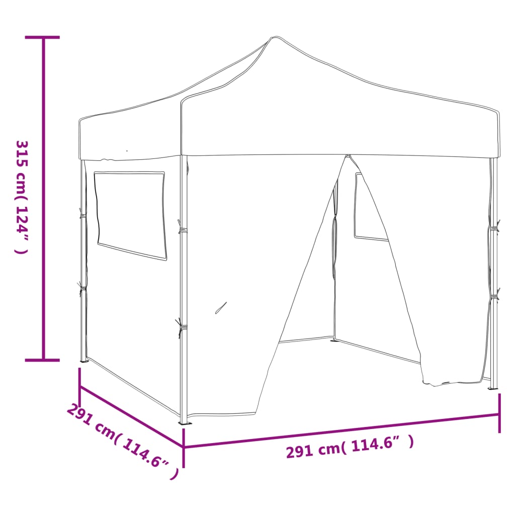 Vouwtent pop-up met 4 zijwanden 3x3 m antraciet