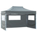 Vouwtent pop-up met 4 zijwanden 3x4,5 m antraciet