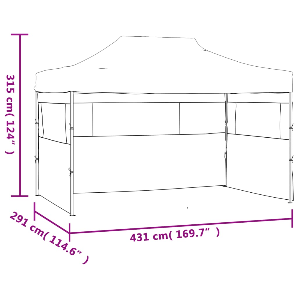 Vouwtent met 3 wanden 431x291x315 cm antraciet