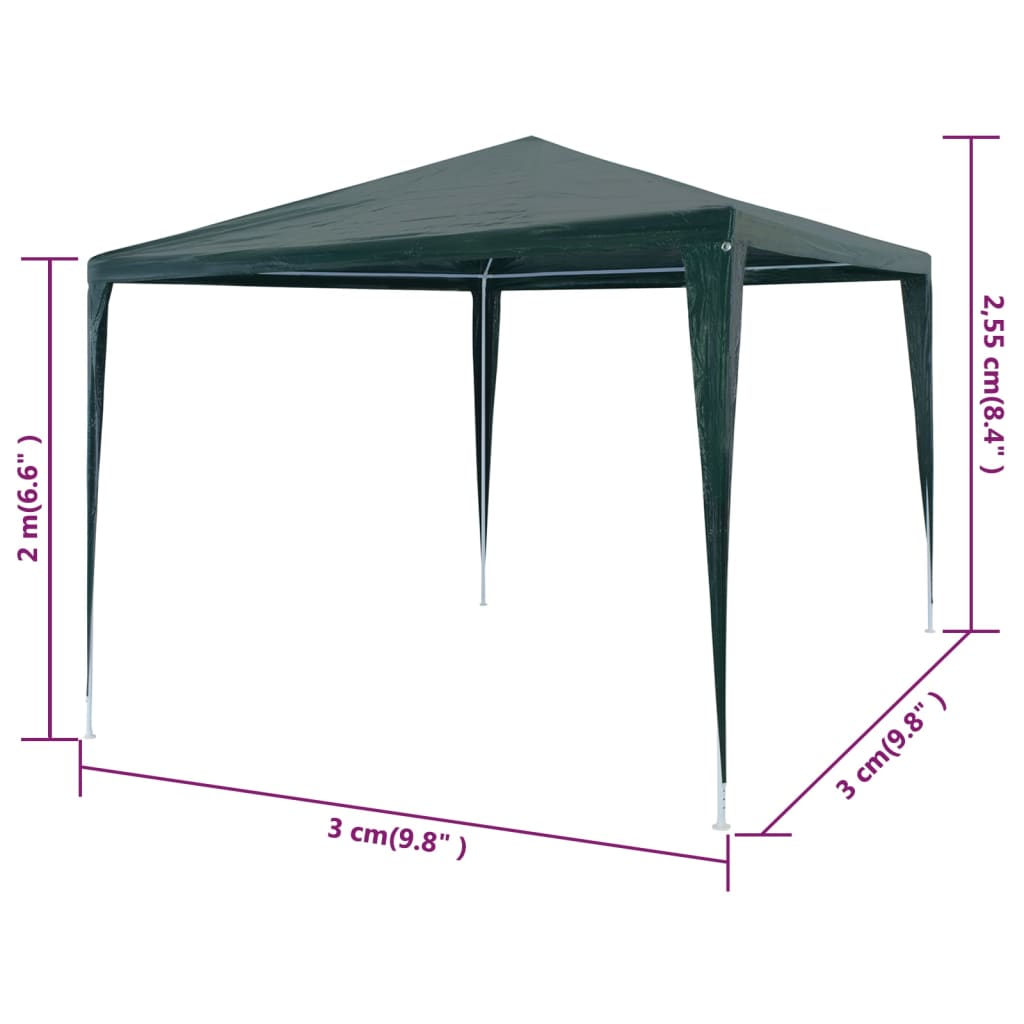 Partytent 3x3 m PE groen