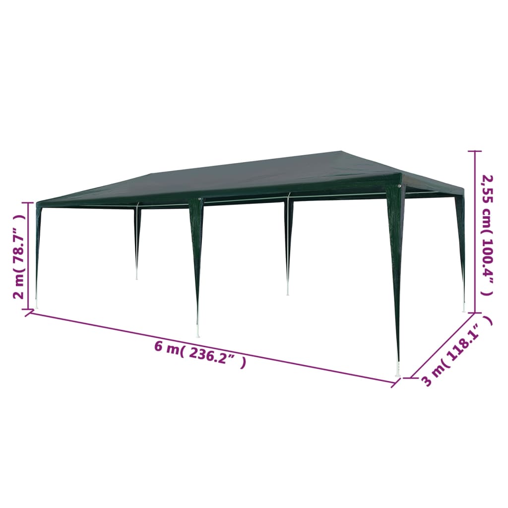 Partytent 3x6 m PE groen