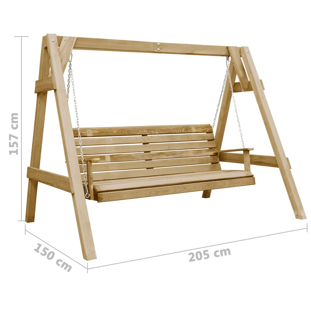 Schommelbank 205x150x157 cm geïmpregneerd grenenhout