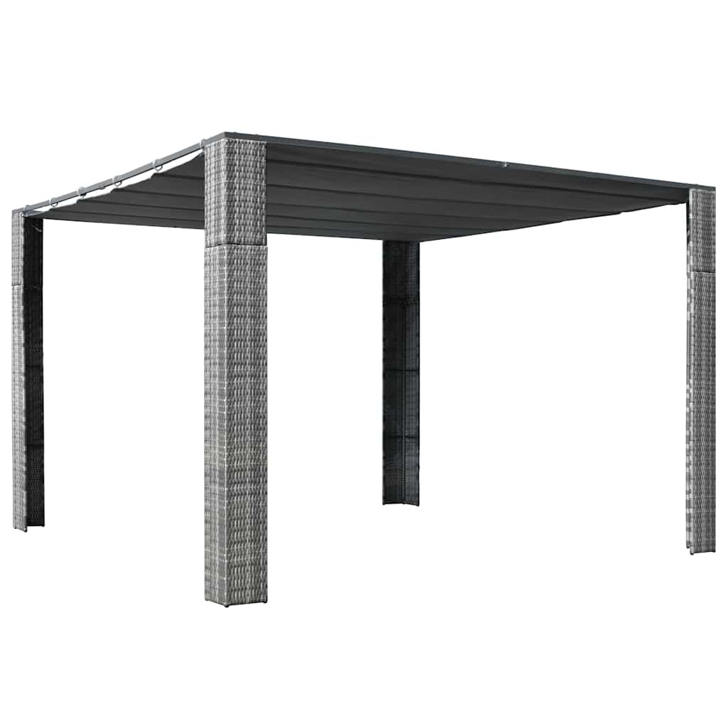 Prieel met dak 300x300x220 cm poly rattan grijs en antraciet
