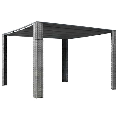 Prieel met dak 300x300x220 cm poly rattan grijs en antraciet