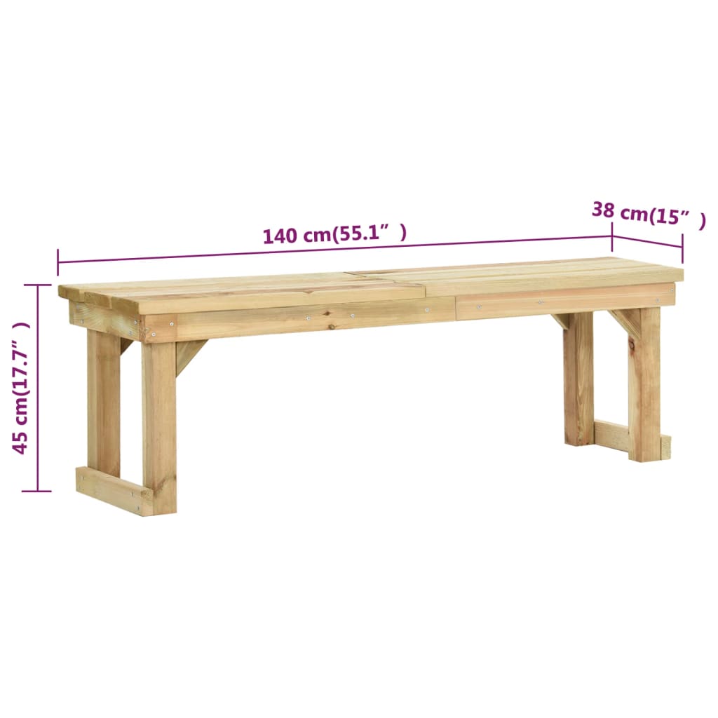 Tuinbank 140 Cm Geïmpregneerd Grenenhout 140 x 38 x 45 cm
