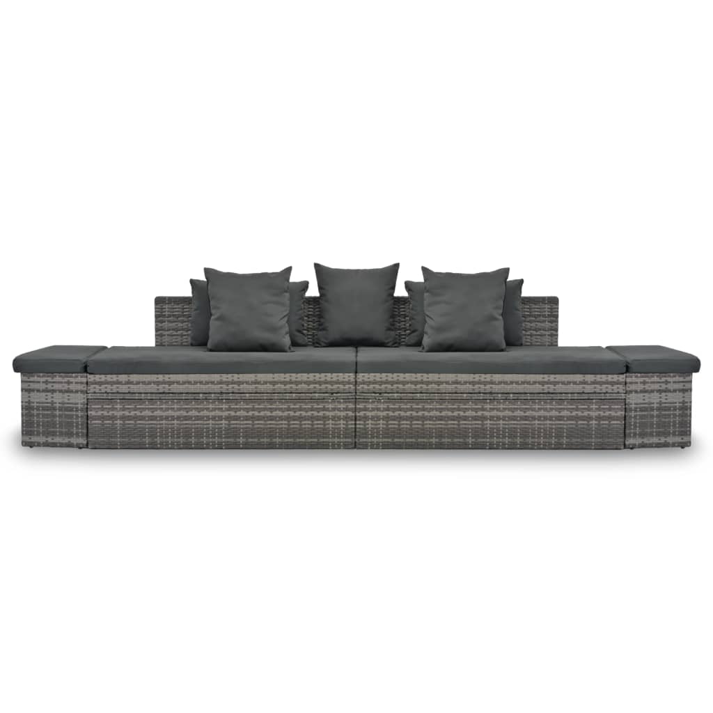 4-delige Loungeset met kussens poly rattan grijs