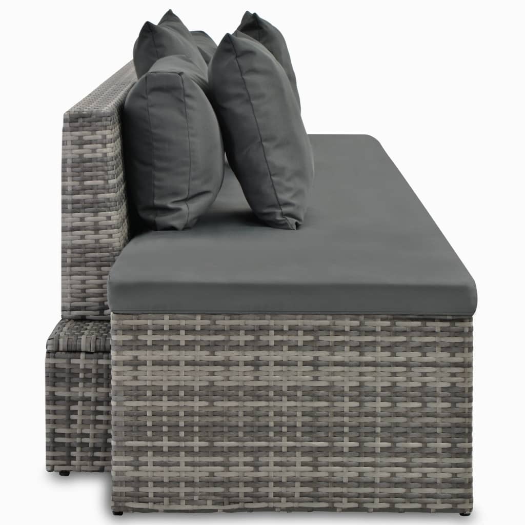 4-delige Loungeset met kussens poly rattan grijs