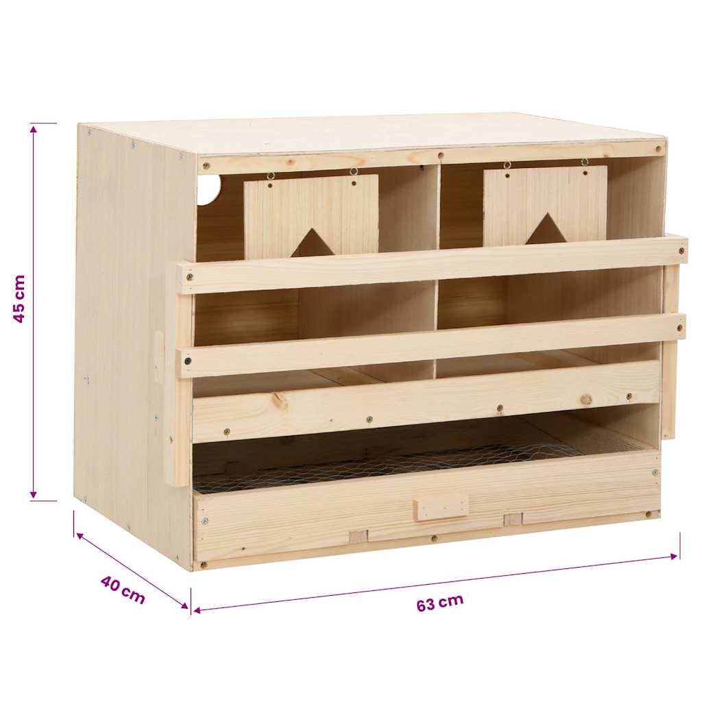 Kippenlegkast 2 compartimenten 63x40x45 cm massief grenenhout