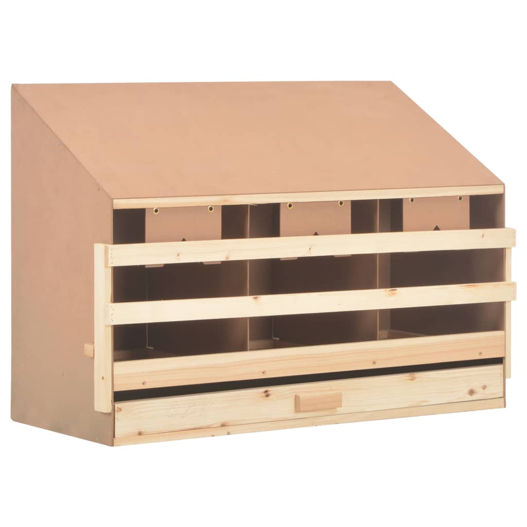 Kippenlegkast 3 compartimenten 93x40x65 cm massief grenenhout