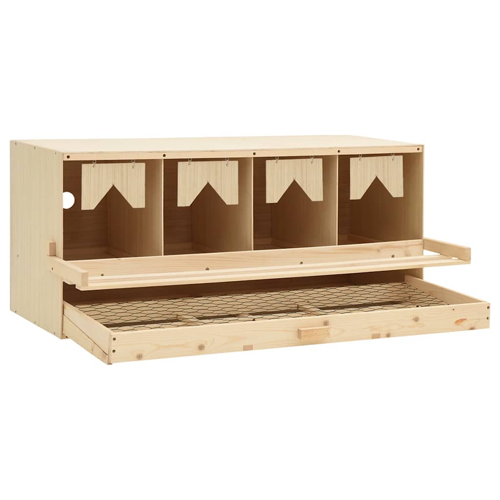 Kippenlegkast 4 compartimenten 106x40x45 cm massief grenenhout