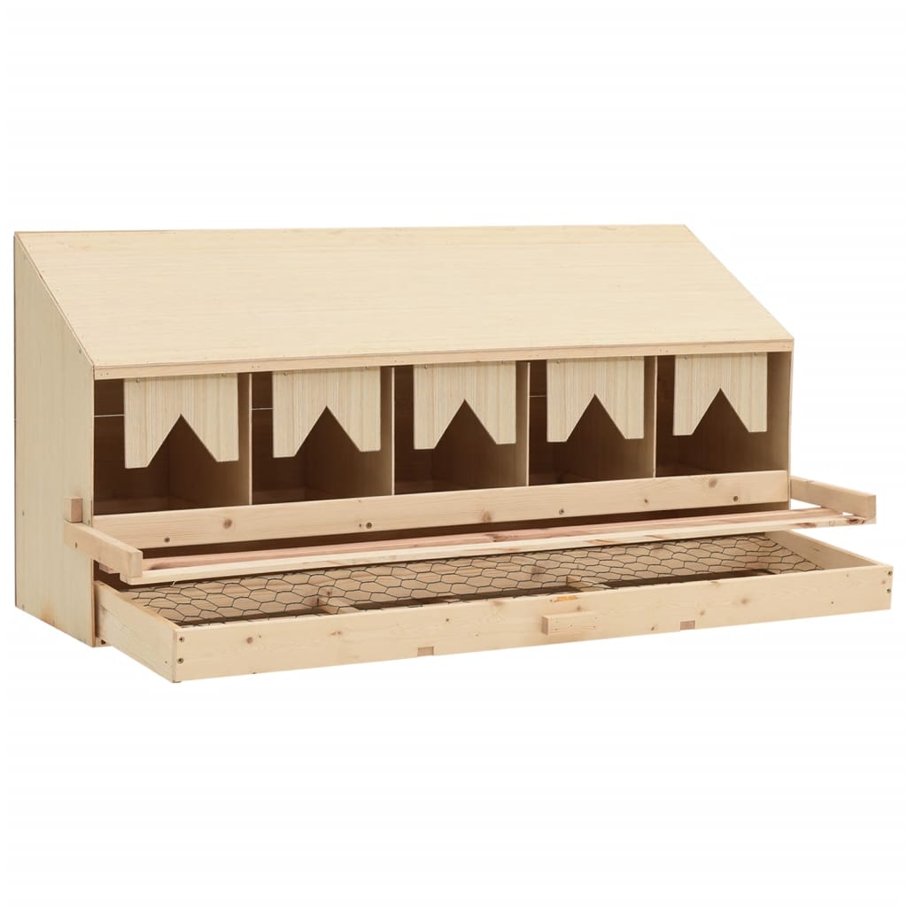 Kippenlegkast 5 compartimenten 117x33x54 cm massief grenenhout