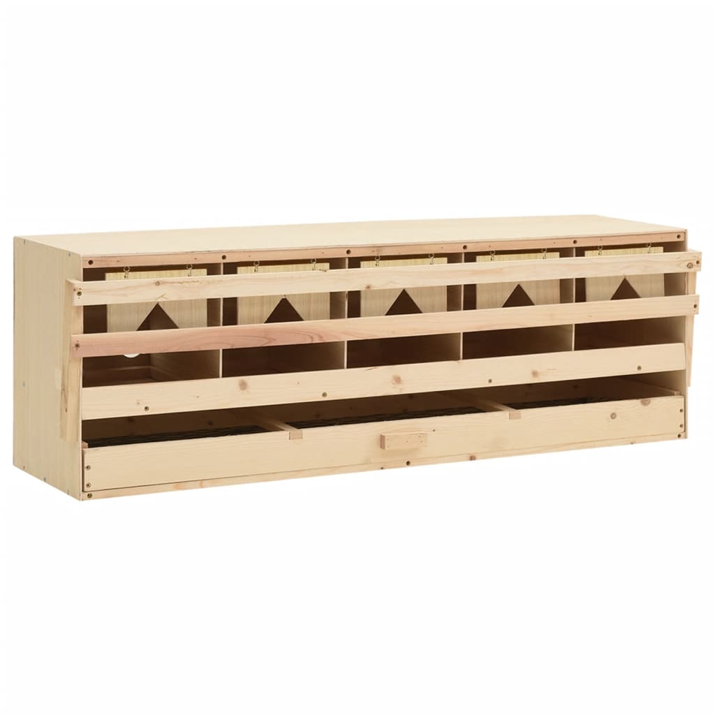 Kippenlegkast 5 compartimenten 117x33x38 cm massief grenenhout
