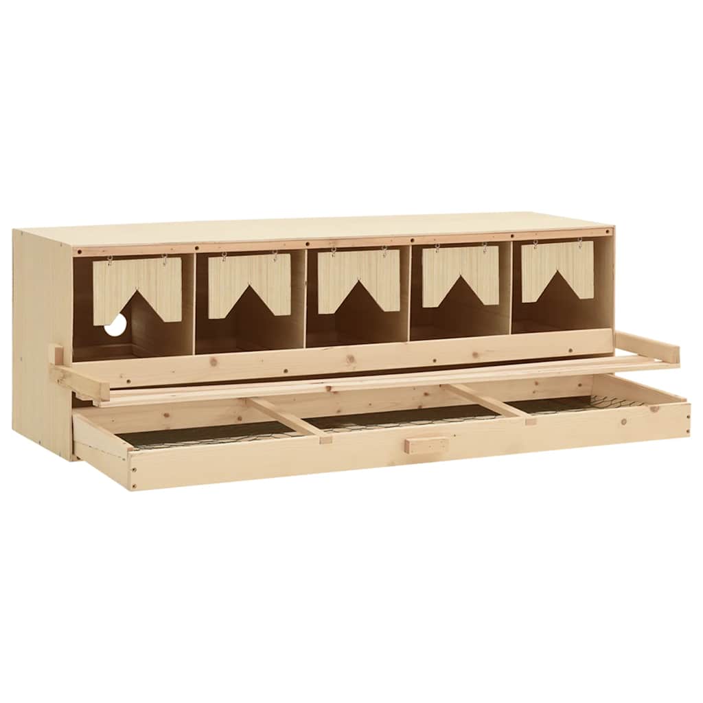Kippenlegkast 5 compartimenten 117x33x38 cm massief grenenhout