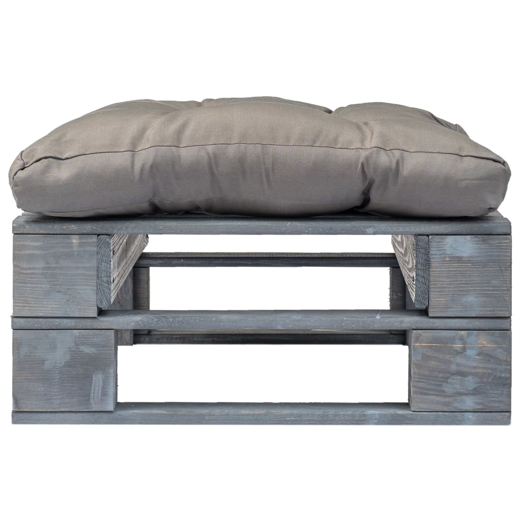 Tuinhocker met grijs kussen pallet hout grijs