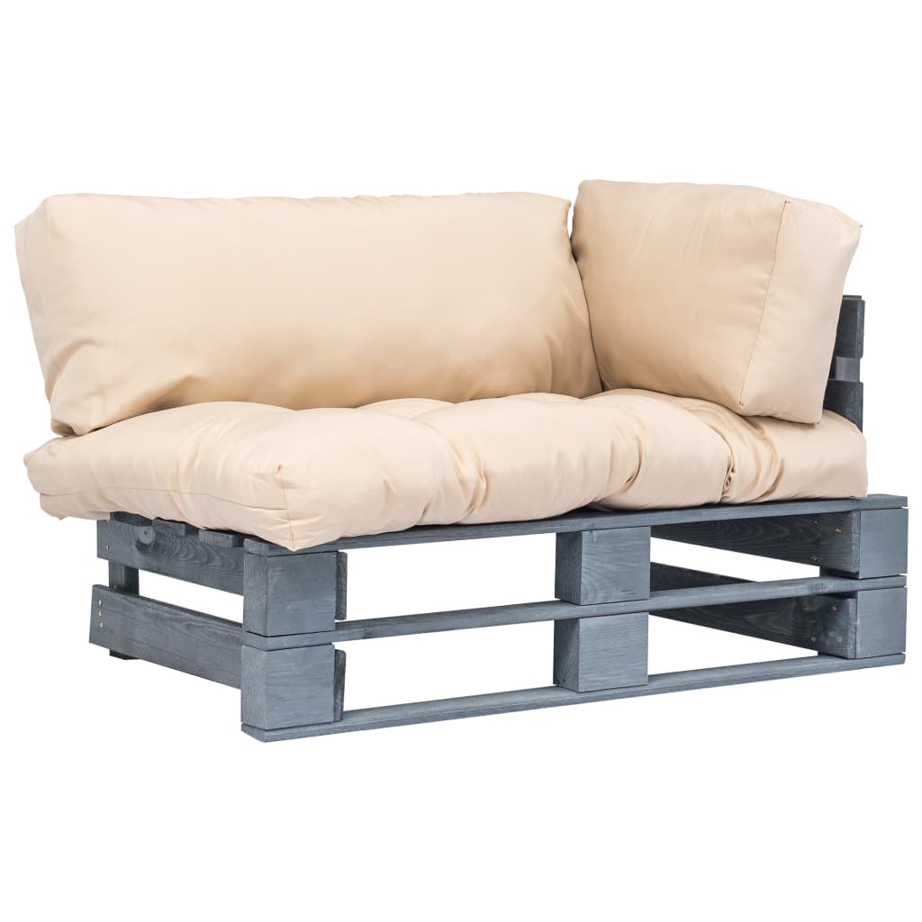 Tuinbank pallet met zandkleurige kussens grenenhout