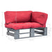 Tuinbank pallet met rode kussens grenenhout