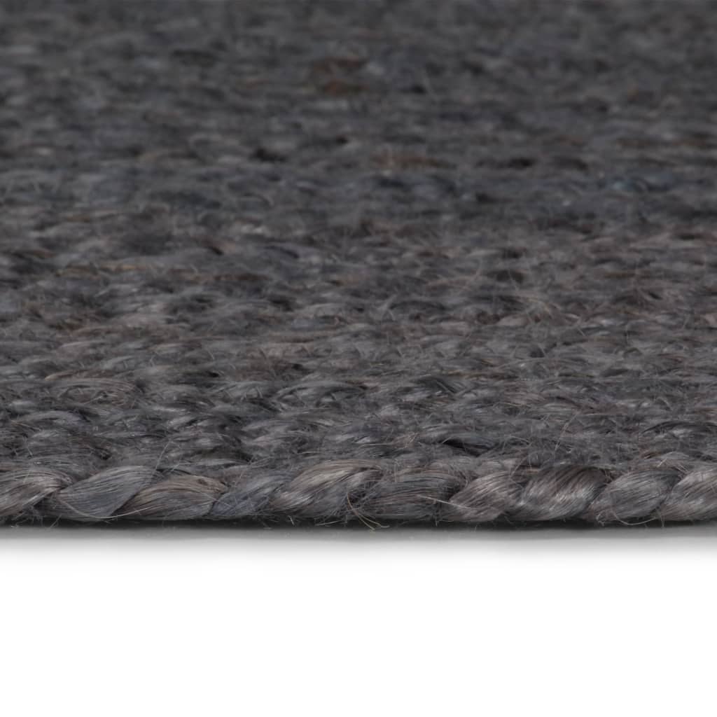 Vloerkleed handgemaakt rond 90 cm jute donkergrijs