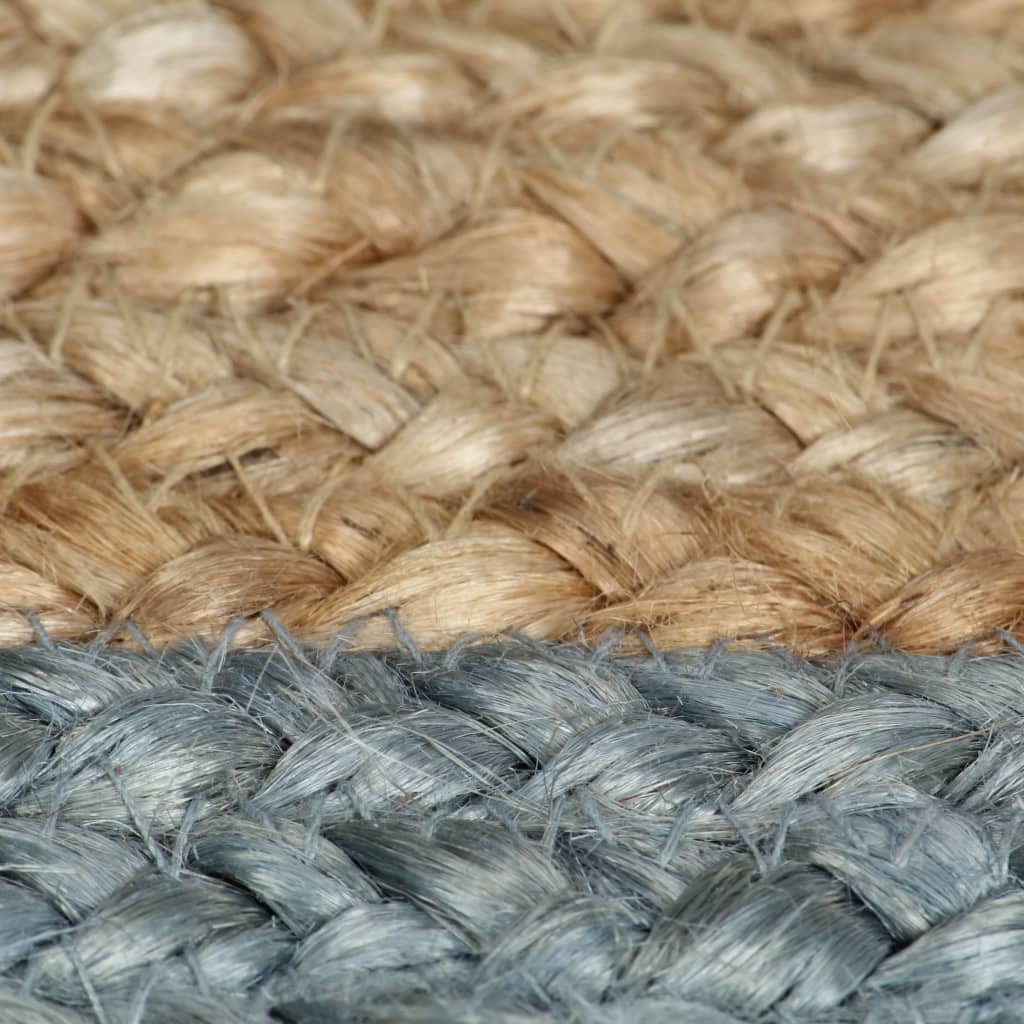 Vloerkleed handgemaakt met olijfgroene rand 90 cm jute