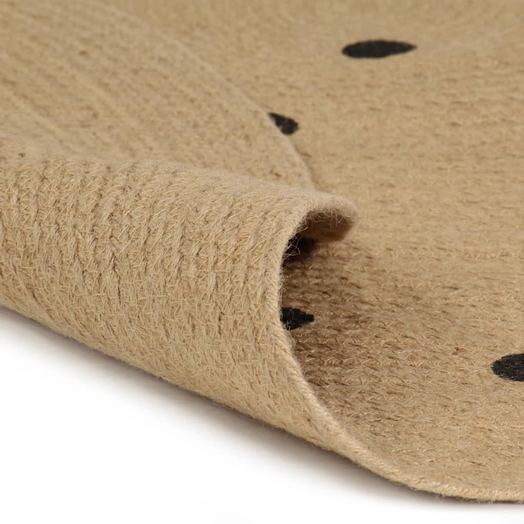 Vloerkleed handgemaakt met print polkadot 90 cm jute