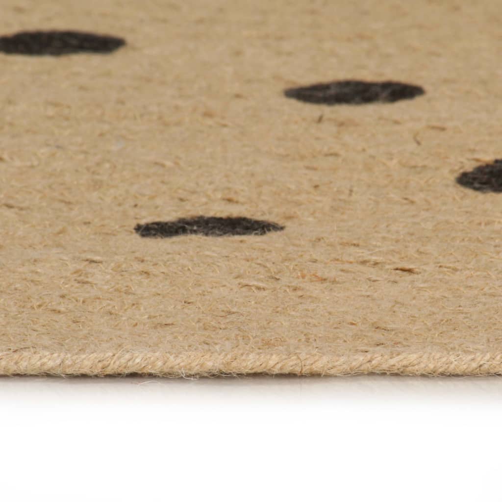Vloerkleed handgemaakt met print polkadot 120 cm jute