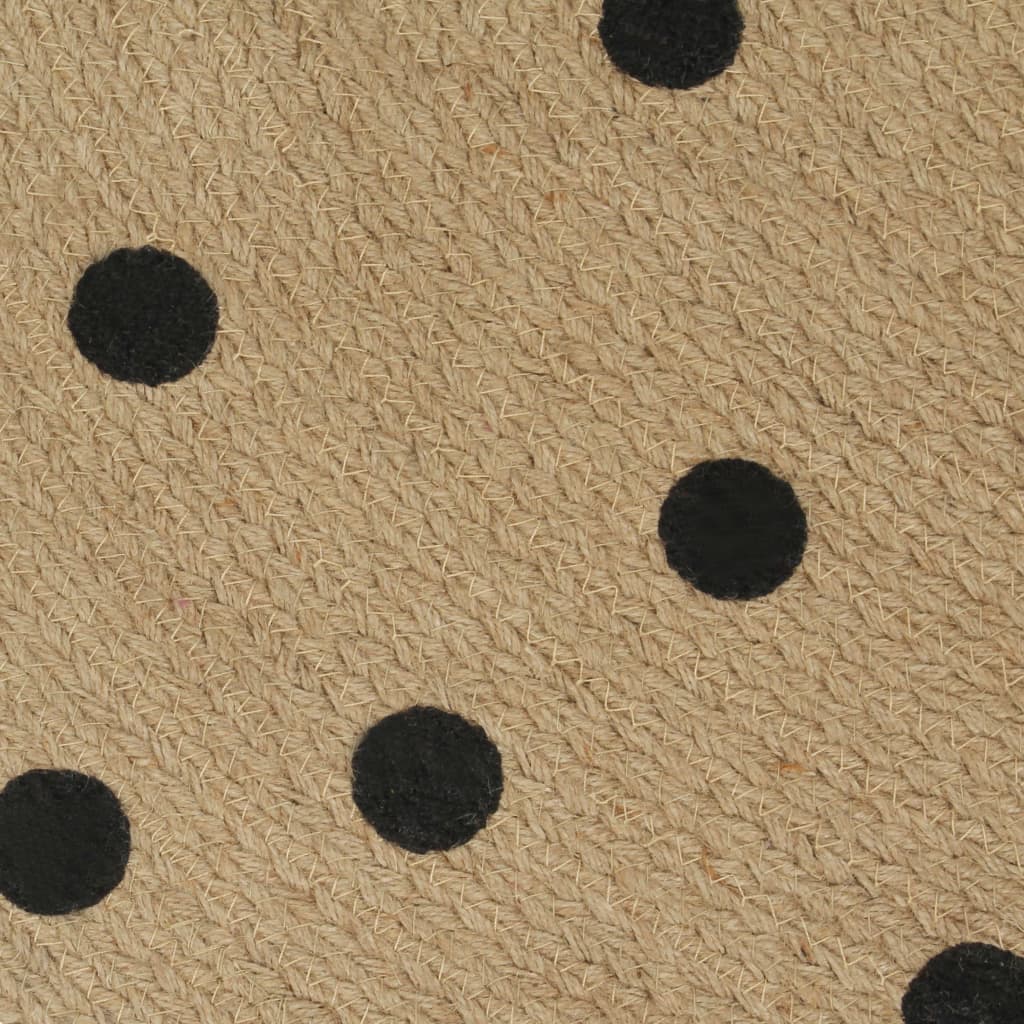 Vloerkleed handgemaakt met print polkadot 120 cm jute