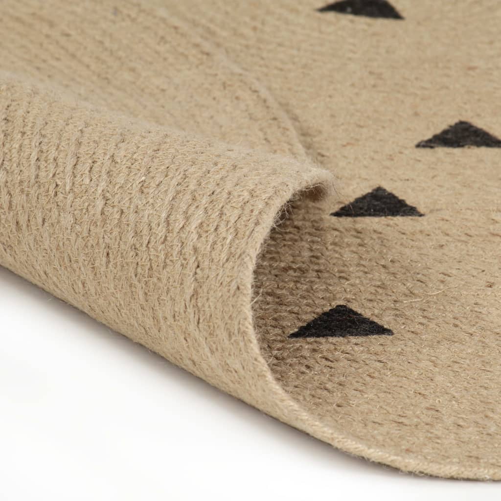 Vloerkleed handgemaakt met driehoek print 90 cm jute