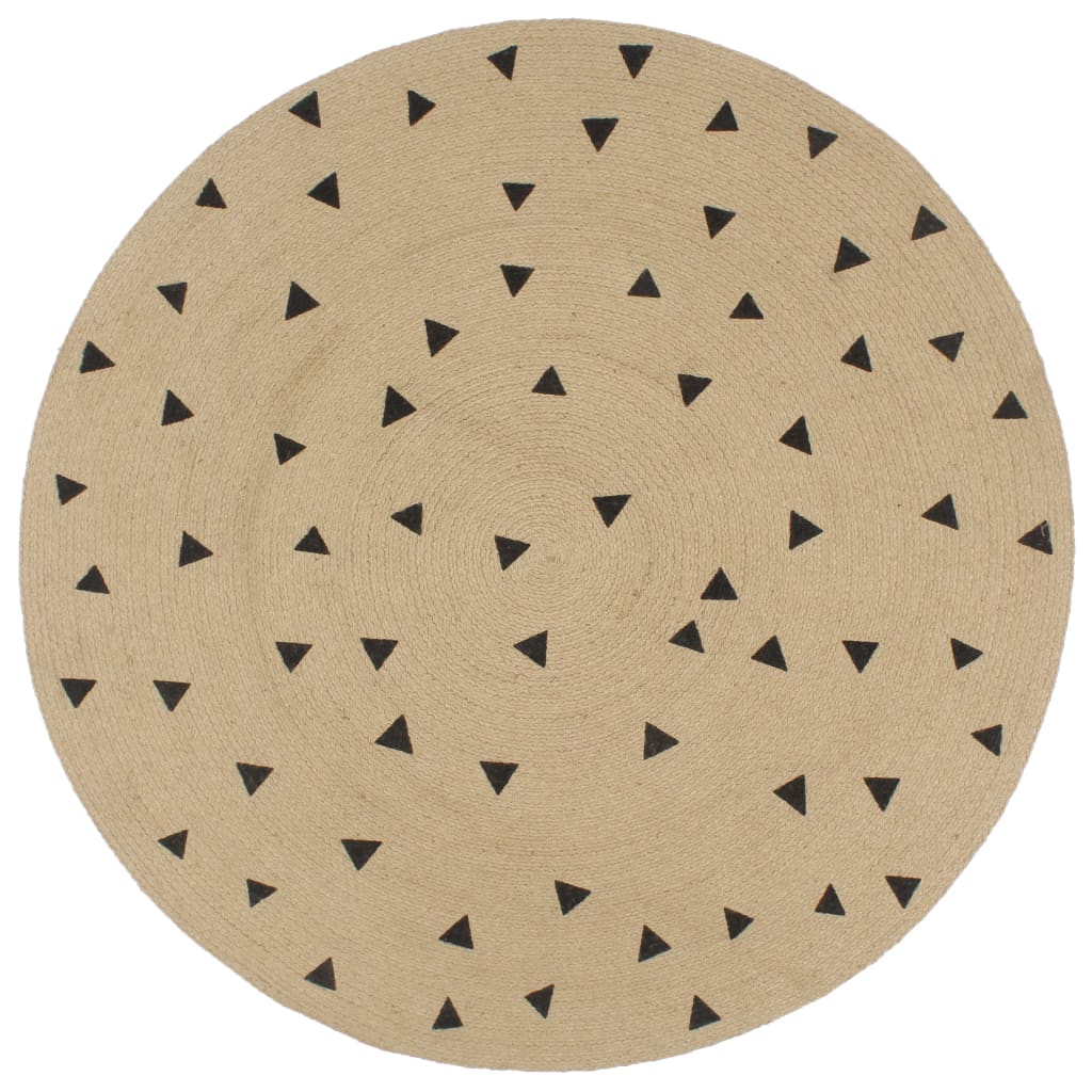 Vloerkleed handgemaakt met driehoek print 150 cm jute
